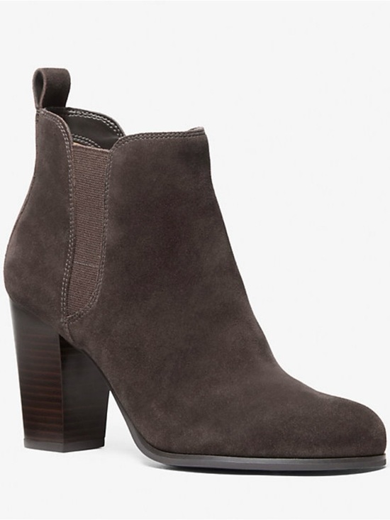 MICHAEL Michael Kors Shoes - Women's Evaline Suede Leather Block Heel Ankle Bootie - Brown size 8